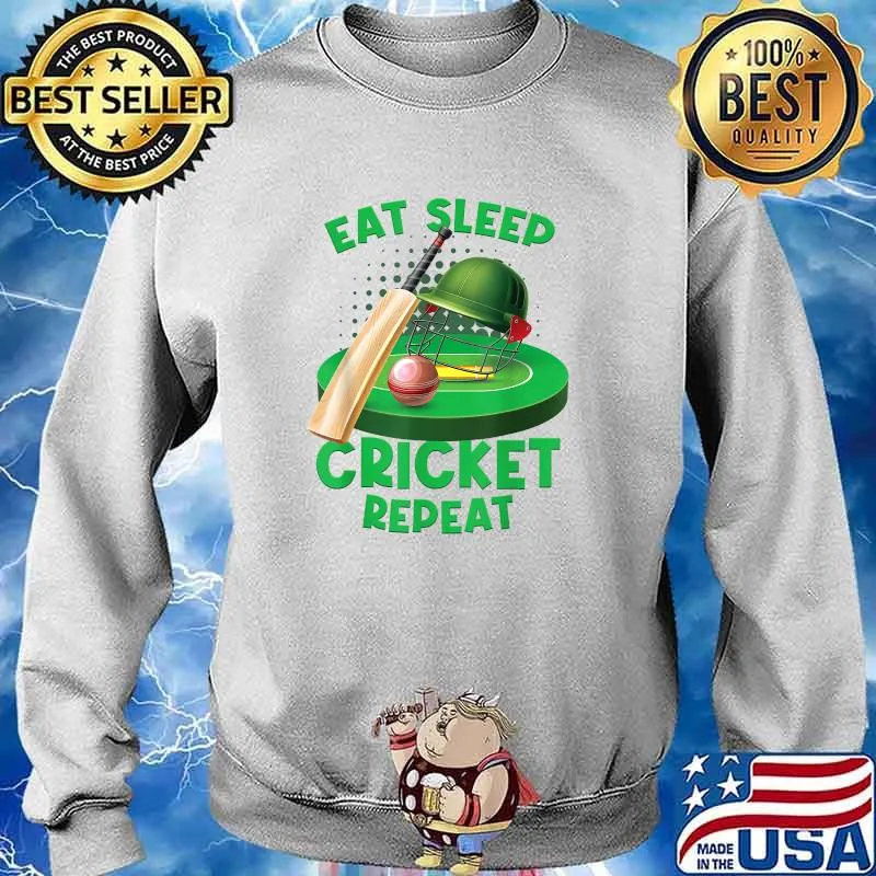 Eat Sleep Cricket Ball Game Field Positions T-Shirt Sweater