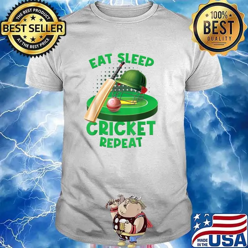 Eat Sleep Cricket Ball Game Field Positions T-Shirt