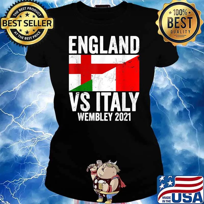 England Vs Italy Wembley 2021 Football Soccer Flag T-Shirt Ladies tee