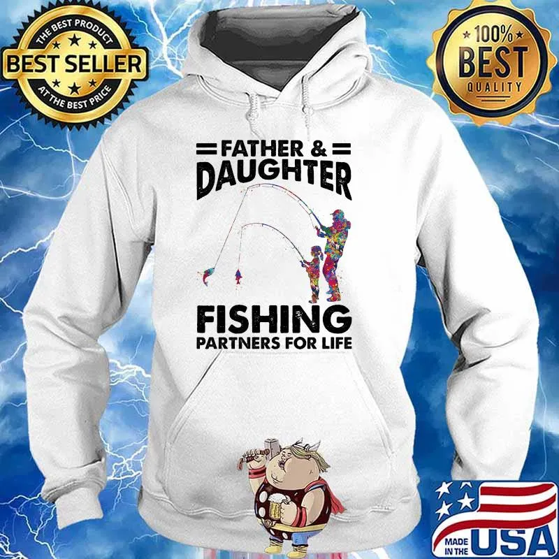 Fathers and daughter fishing partners for life watercolor Hoodie
