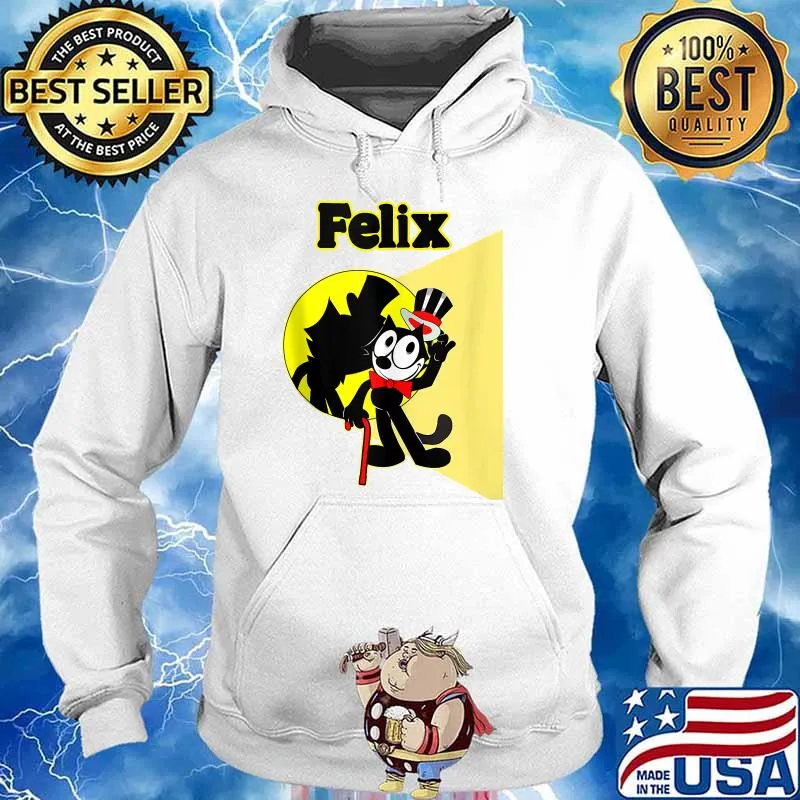 Felix Black-Cat Cartoon Top Hat T-Shirt Hoodie
