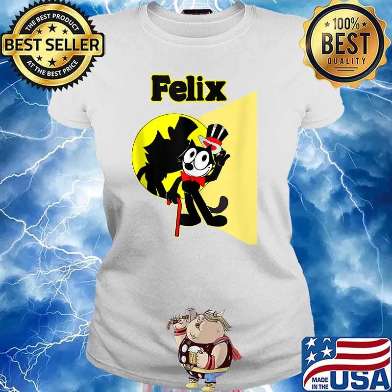Felix Black-Cat Cartoon Top Hat T-Shirt Ladies tee