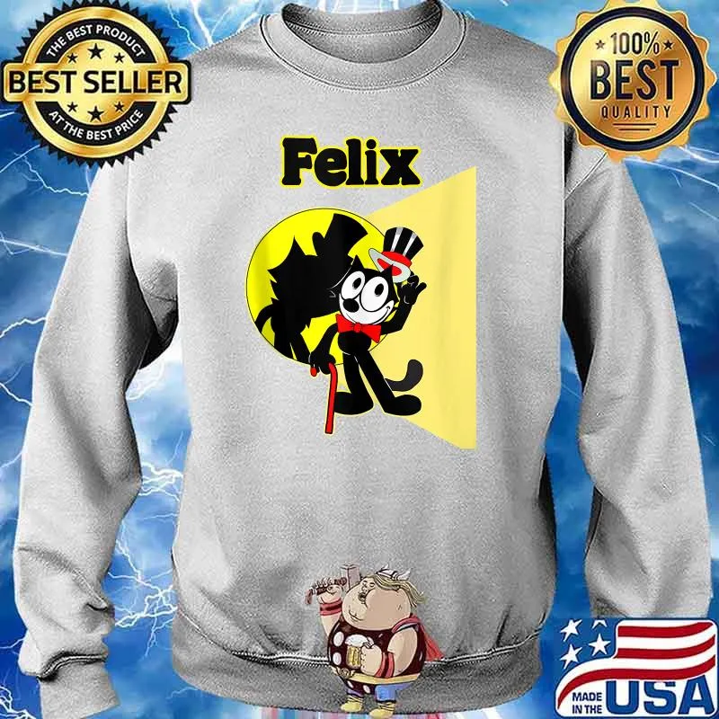Felix Black-Cat Cartoon Top Hat T-Shirt Sweater
