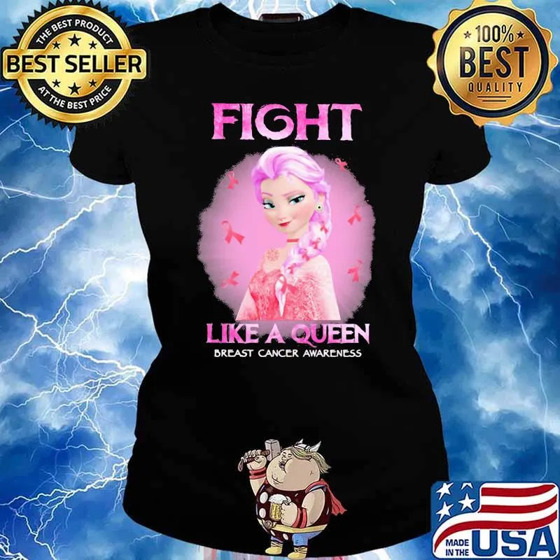 Fight Like A Queen Breast Cancer Awareness Elsa Shirt Ladies tee