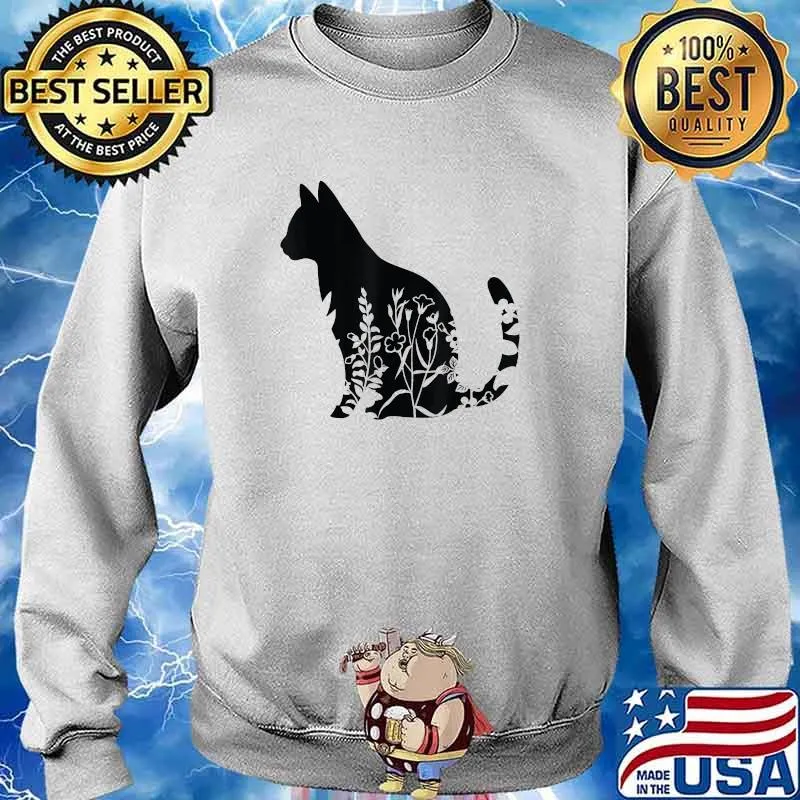 Floral Cat Shirt Sweater