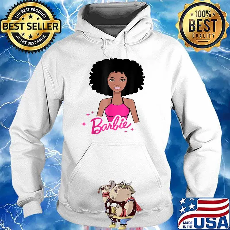 Funny Afro-Barbie Girl Pink Babe Black T-Shirt Hoodie