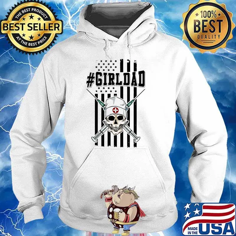 Girl dad nurse skull american flag Hoodie