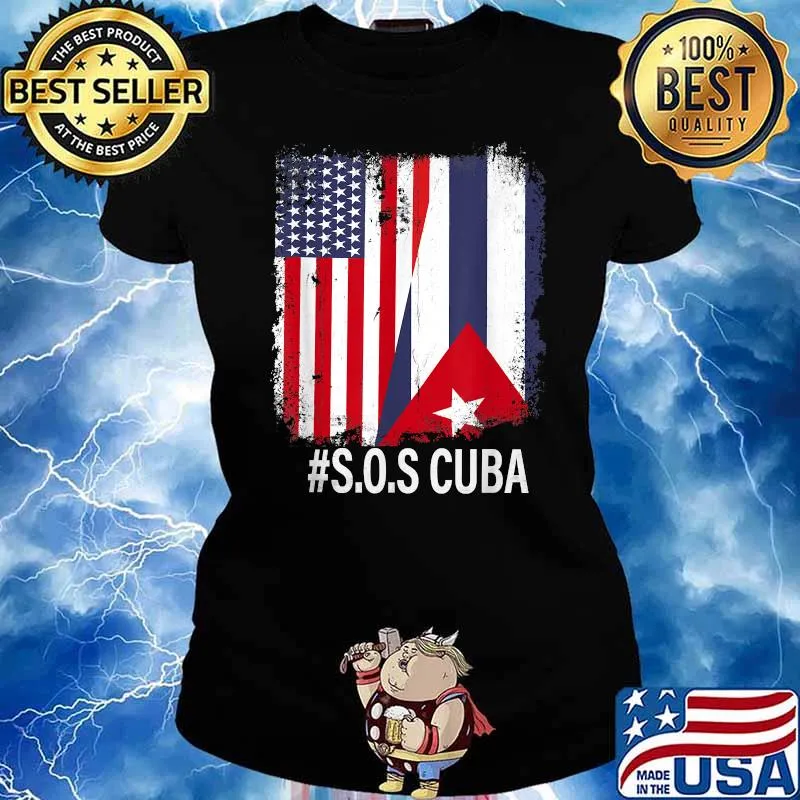 Half American Cuban Flag Sos Cuba Vintage Shirt Ladies tee