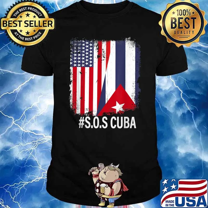 Half American Cuban Flag Sos Cuba Vintage Shirt
