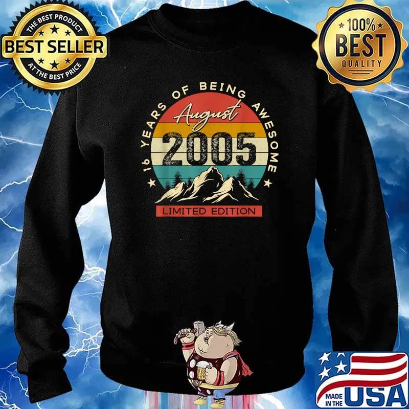 Happy 16th Birthday Vintage August 2005 16 Years Of Being Awesome Vintage Shirt Sweater