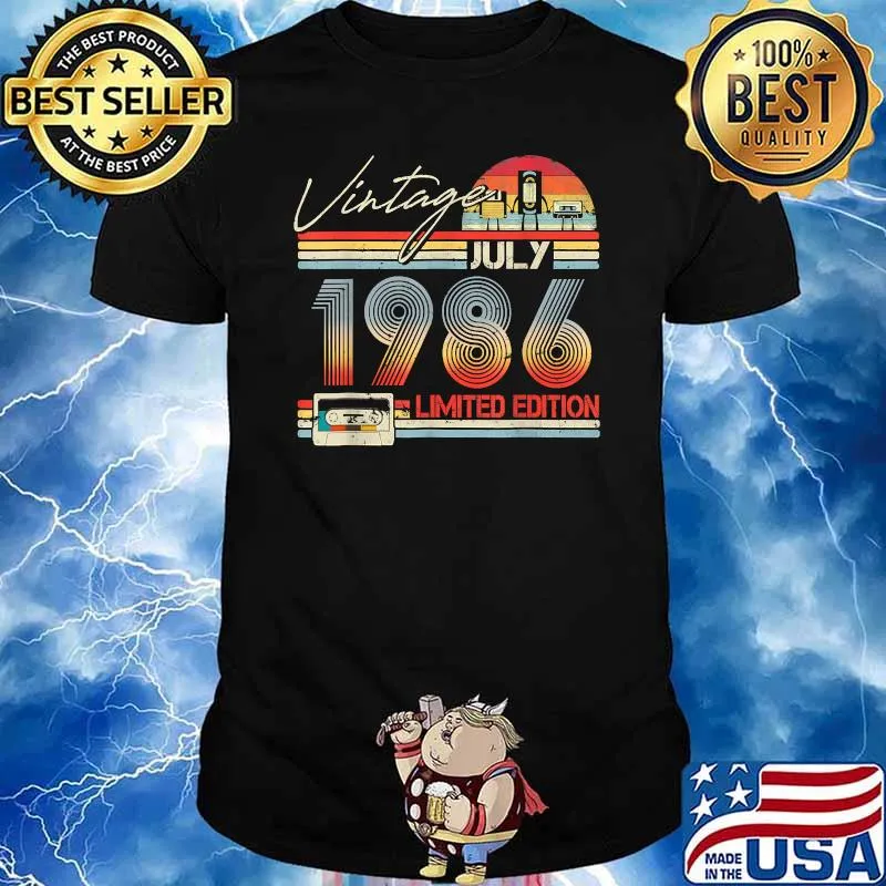 Happy 35th Birthday Vintage July 1986 Shirt 35 Years Old T-Shirt