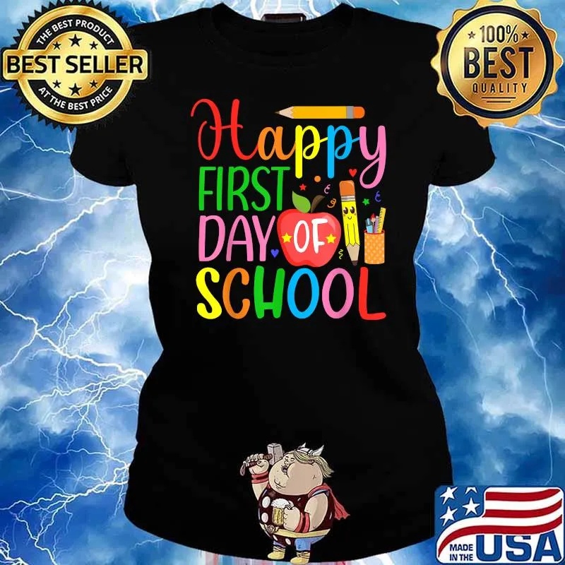 Happy First Day Of School Teacher And Student Back To School T-Shirt Ladies tee