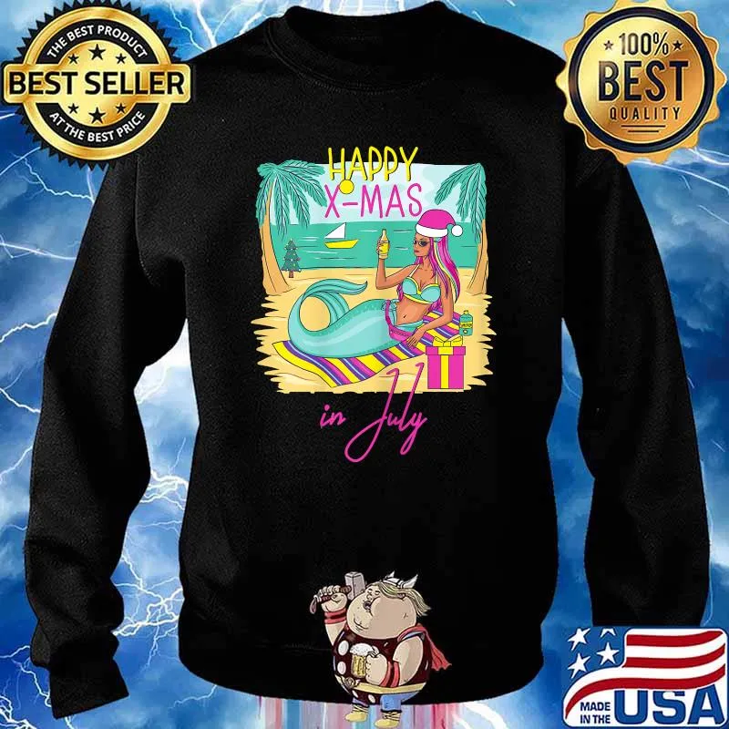 Happy X Mas In July Mermaid Swimsuit Santa Shirt Sweater