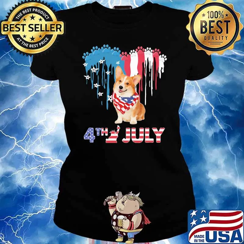 Heart American 4th Of July Pembroke Welsh Corgi Shirt Ladies tee