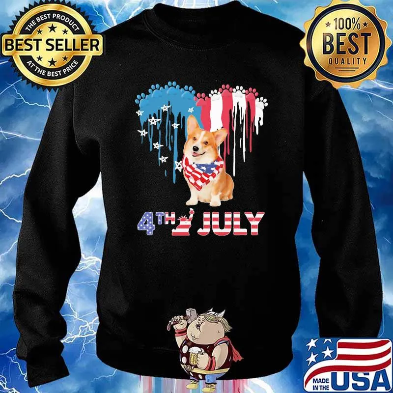 Heart American 4th Of July Pembroke Welsh Corgi Shirt Sweater