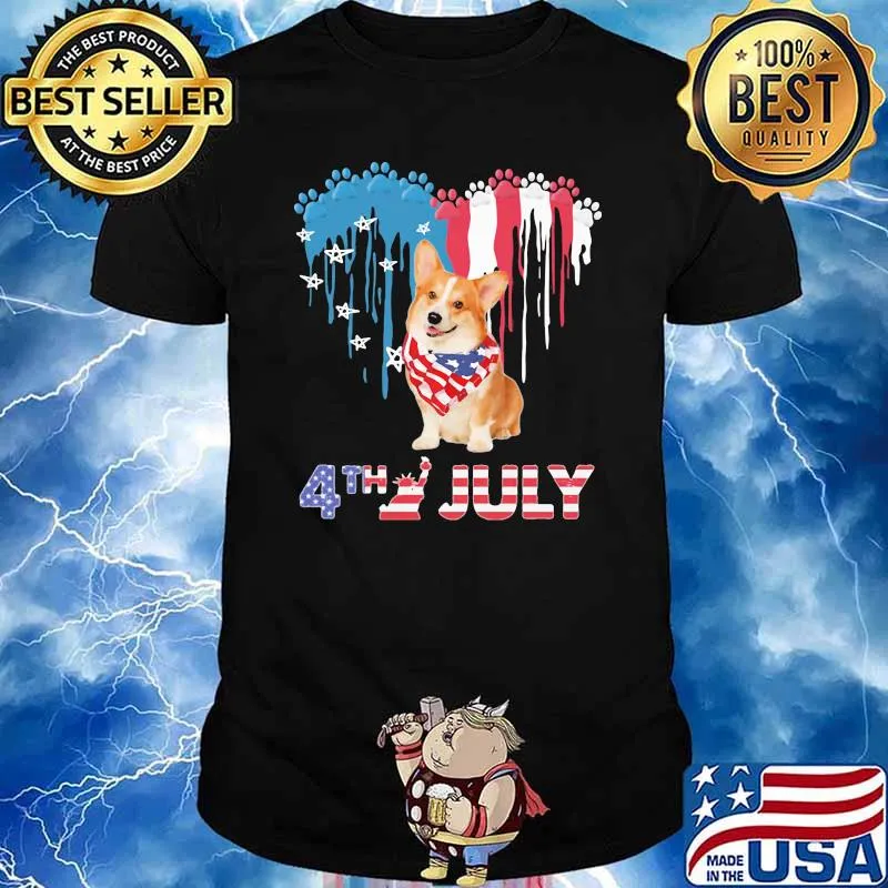 Heart American 4th Of July Pembroke Welsh Corgi Shirt