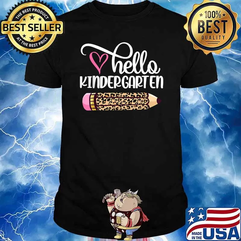 Hello Kindergarten Leopard Pencil Back To School T-Shirt
