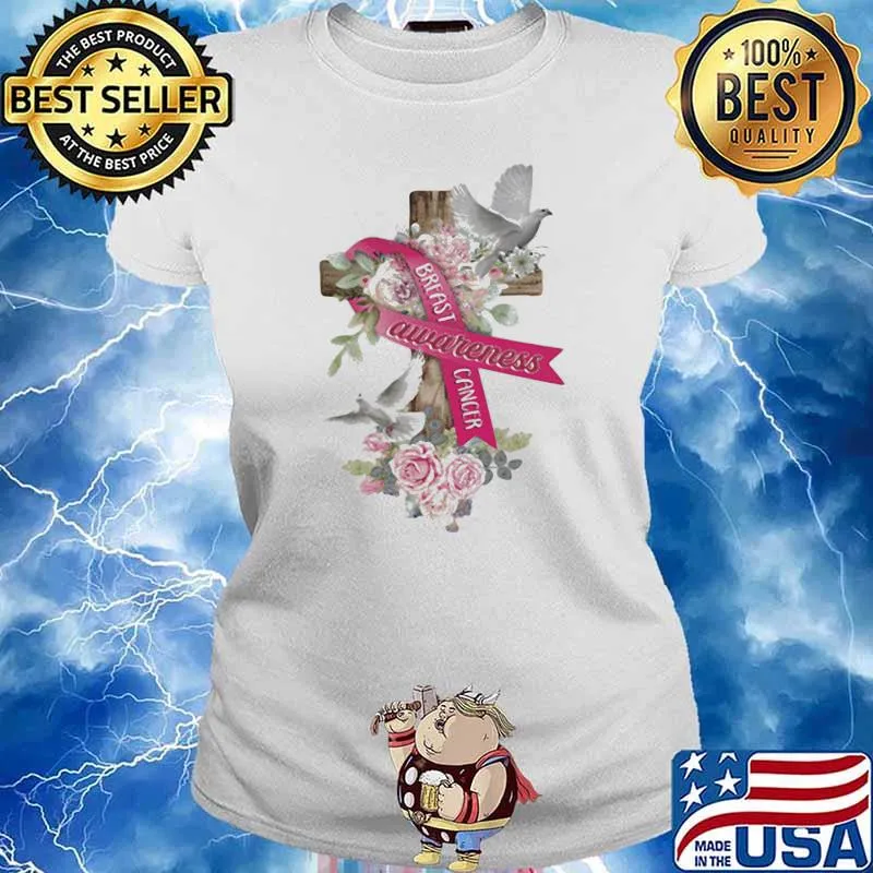 I Breast Cancer Awareness Dove Flower Shirt Ladies tee