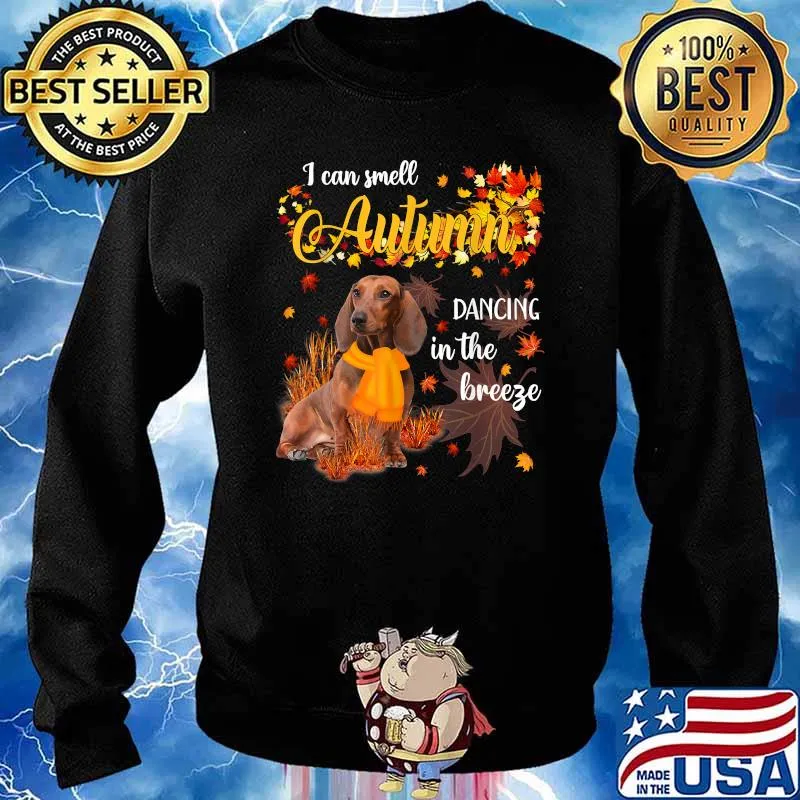 I Can Smell Autumn Dancing Funny Dachshund Doxie Wiener Fall T-Shirt Sweater