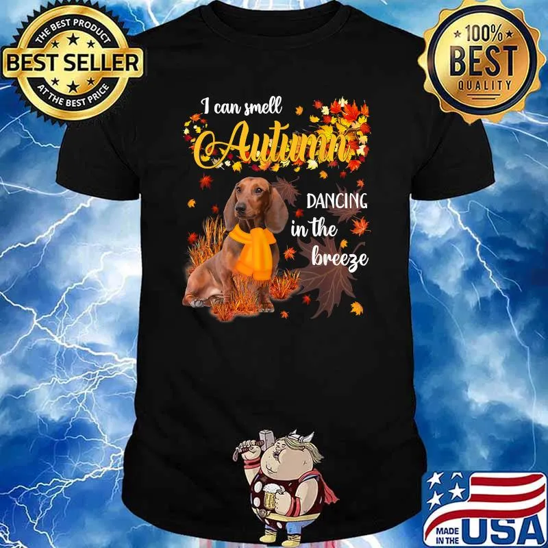 I Can Smell Autumn Dancing Funny Dachshund Doxie Wiener Fall T-Shirt