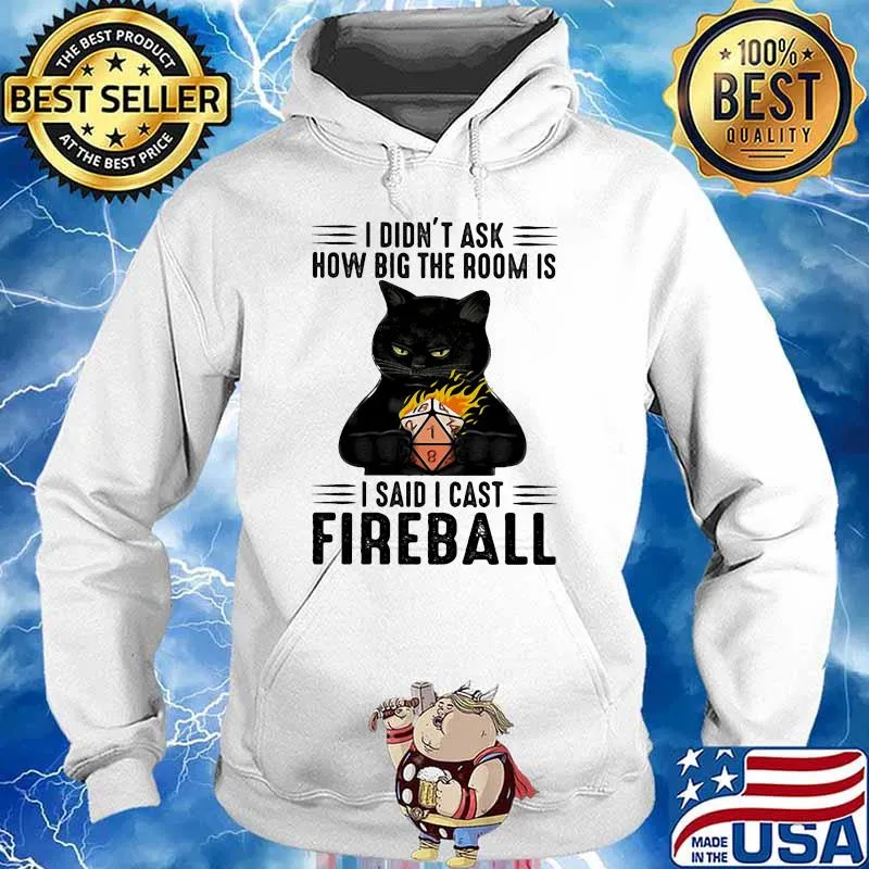 I didnt ask how big the room is i said i cast fireball black cat s Hoodie