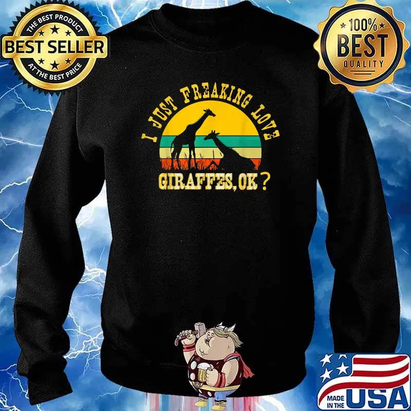 I Just Freaking Love Giraffes, Ok Retro Giraffe Lovers Vintage Shirt Sweater