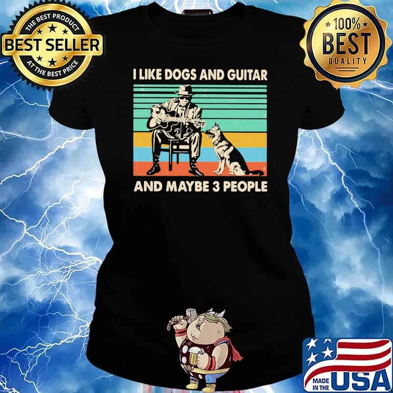 I Like Dogs And Guitar And Maybe 3 People Vintage Shirt Ladies tee