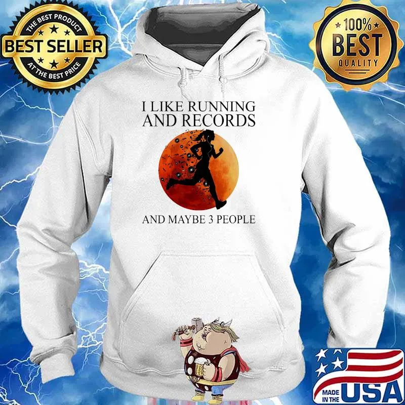I like running and records and maybe 3 people blood moon s Hoodie