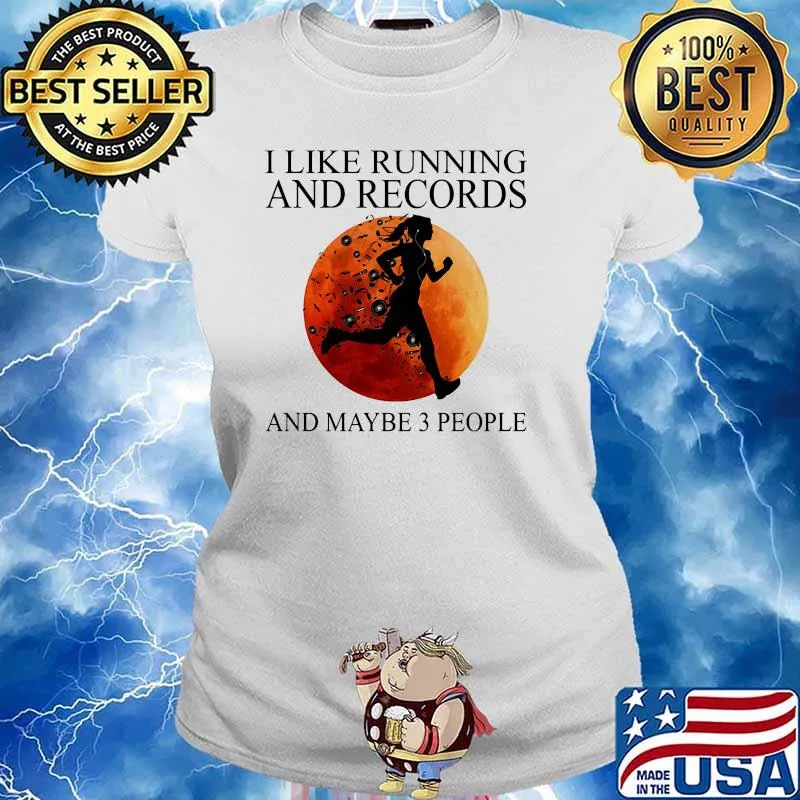 I like running and records and maybe 3 people blood moon s Ladies tee