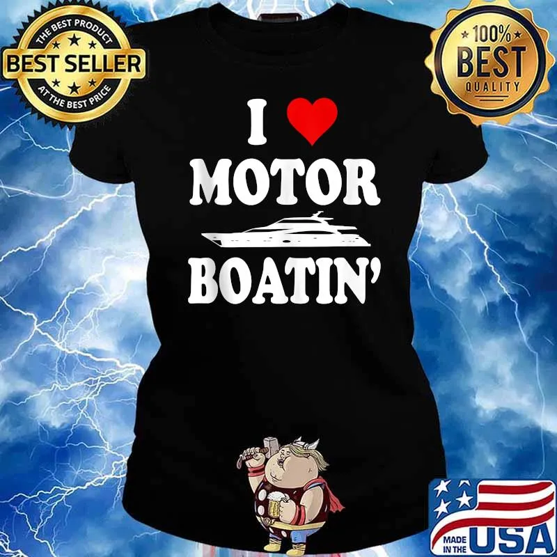 I Love Motorboatin' Heart Red T-Shirt Ladies tee