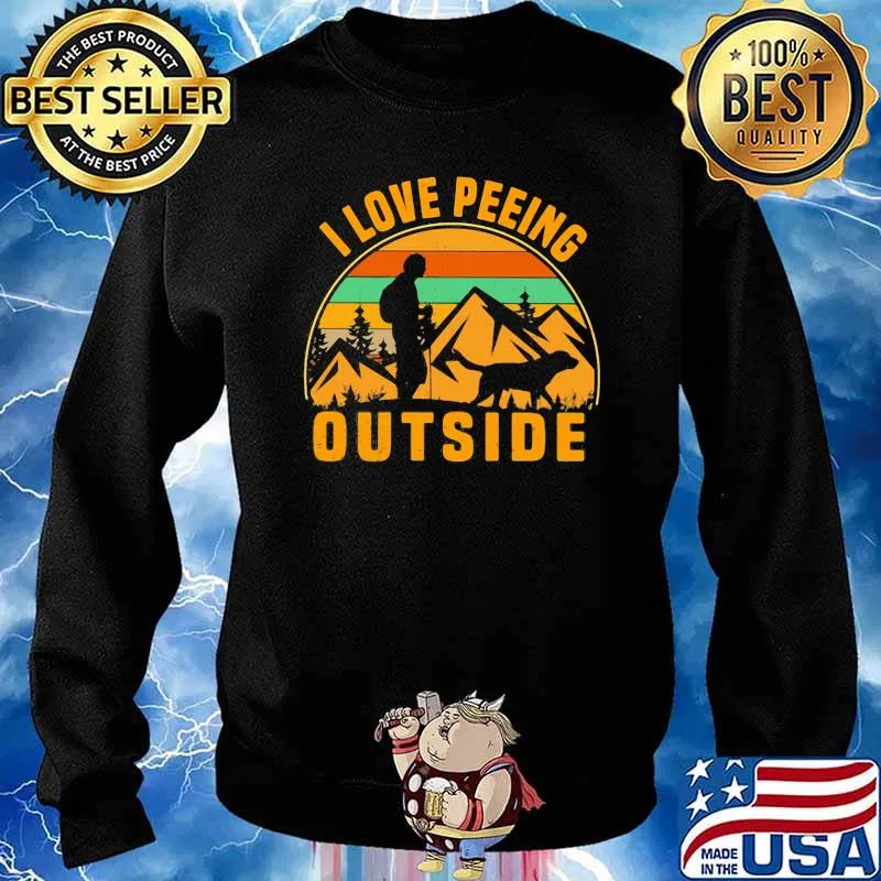 I love peeing outside funny dog vintage sunset s Sweater