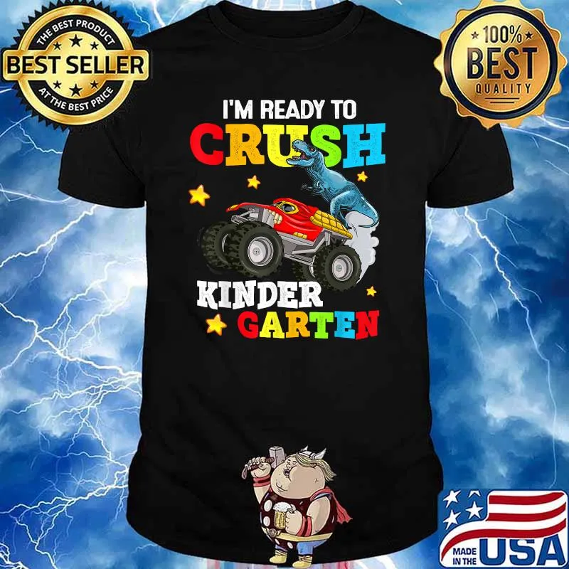 I'm Ready To Crush Kindergarten Dinosaur & Monster Truck T-Shirt