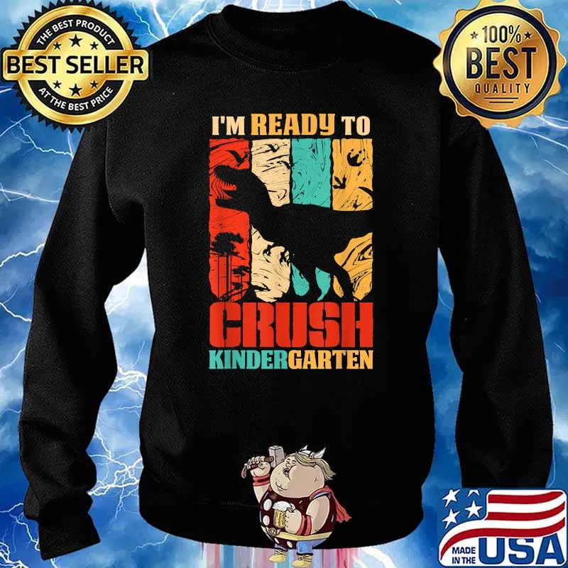 I Ready To Crush Kindergarten Dinosaur Back To School Vintage T-Shirt Sweater