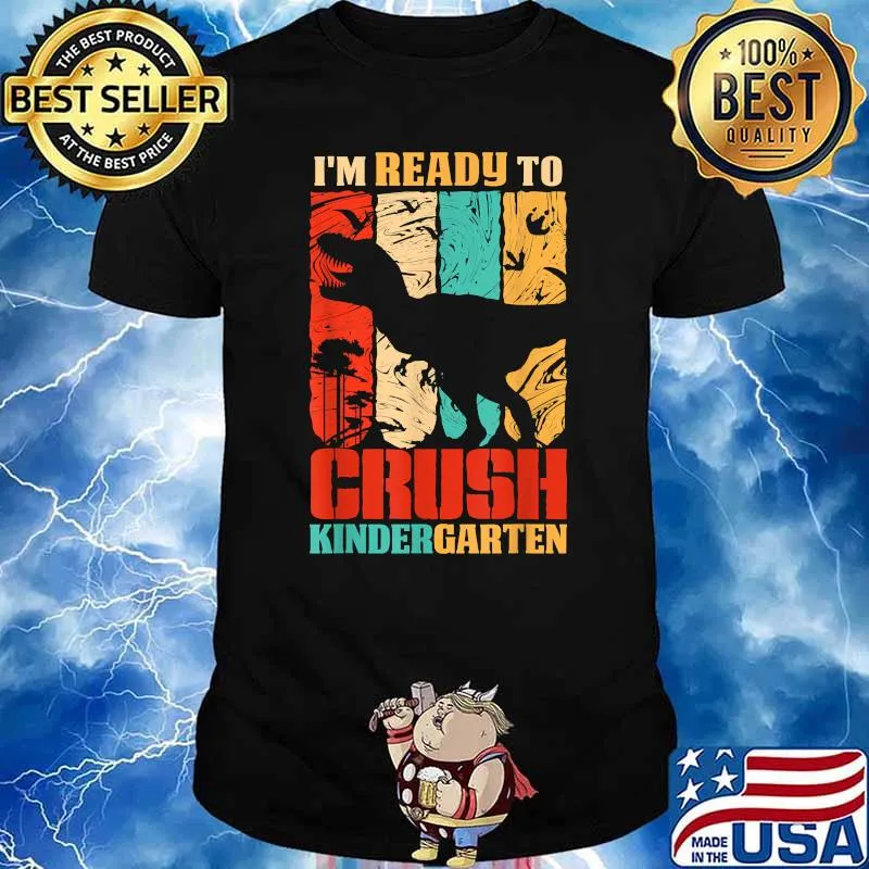 I Ready To Crush Kindergarten Dinosaur Back To School Vintage T-Shirt