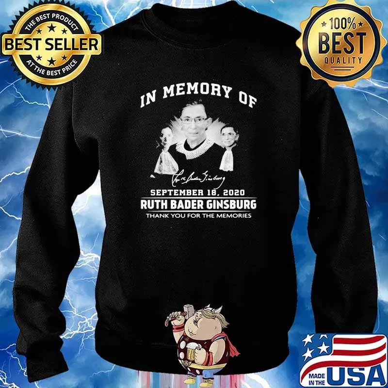 In memory of september 18 2020 Ruth Bader Ginsburg signature thank you for the memories s Sweater