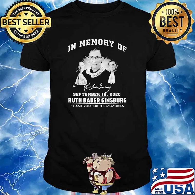 In memory of september 18 2020 Ruth Bader Ginsburg signature thank you for the memories shirt