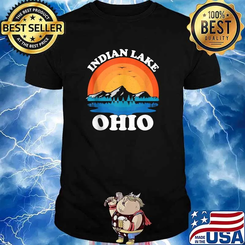 Indian Lake Ohio Summer Vacation Vintage Sunset Shirt