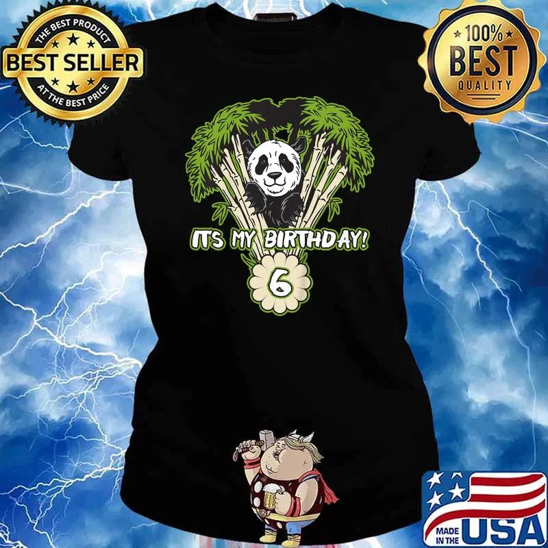 It's My Birthday I'm 6 Panda in Bamboo T-Shirt Ladies tee