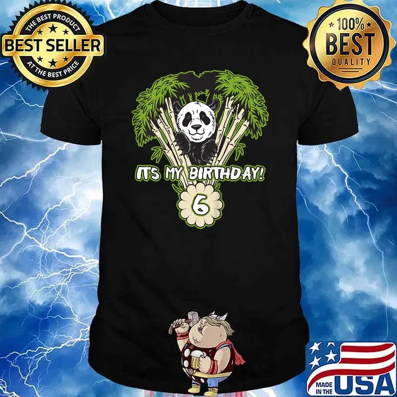 It's My Birthday I'm 6 Panda in Bamboo T-Shirt