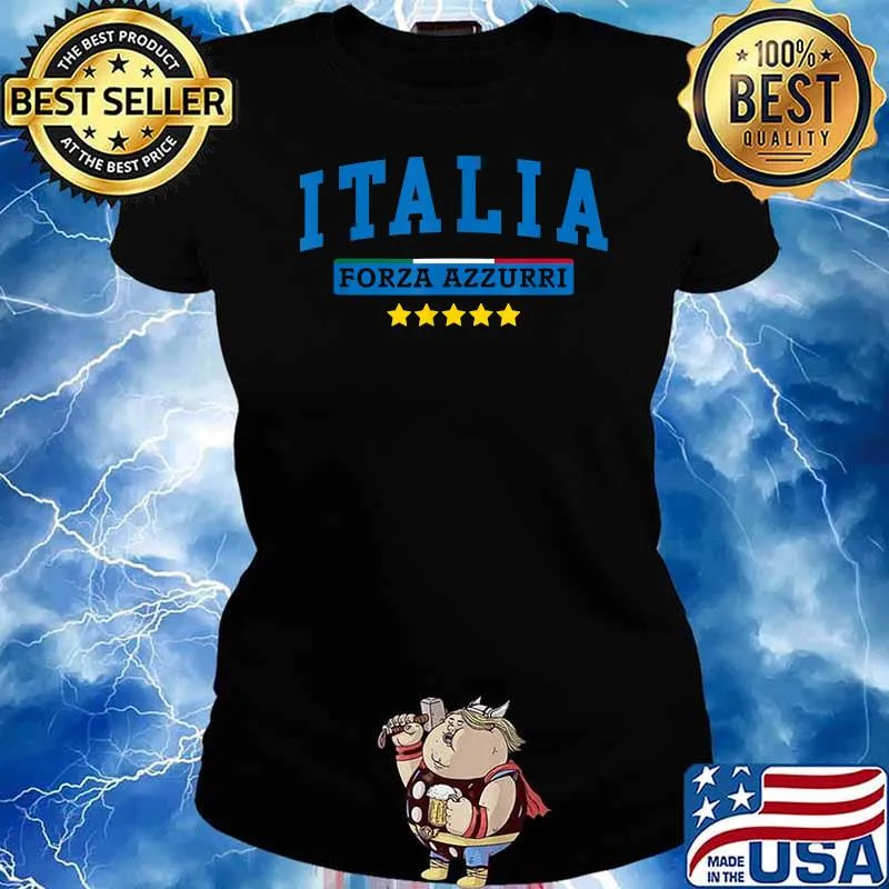 Italia Forza Azzurri 5 stars Soccer Italy Flag Football 2021 T-Shirt Ladies tee