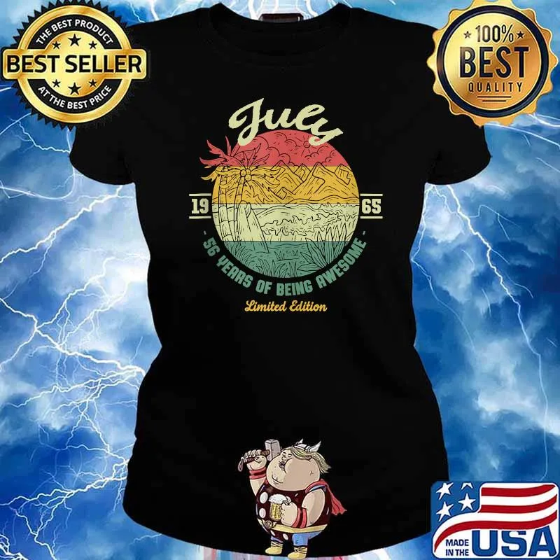 July 1965 56 Years of Being Awesome Birthday Vintage T-Shirt Ladies tee