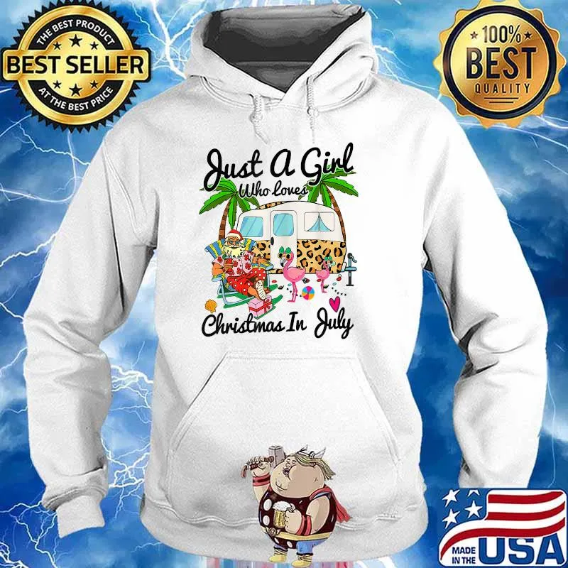 Just A Girl Who Loves Christmas In July Camping Flamingo Shirt Hoodie