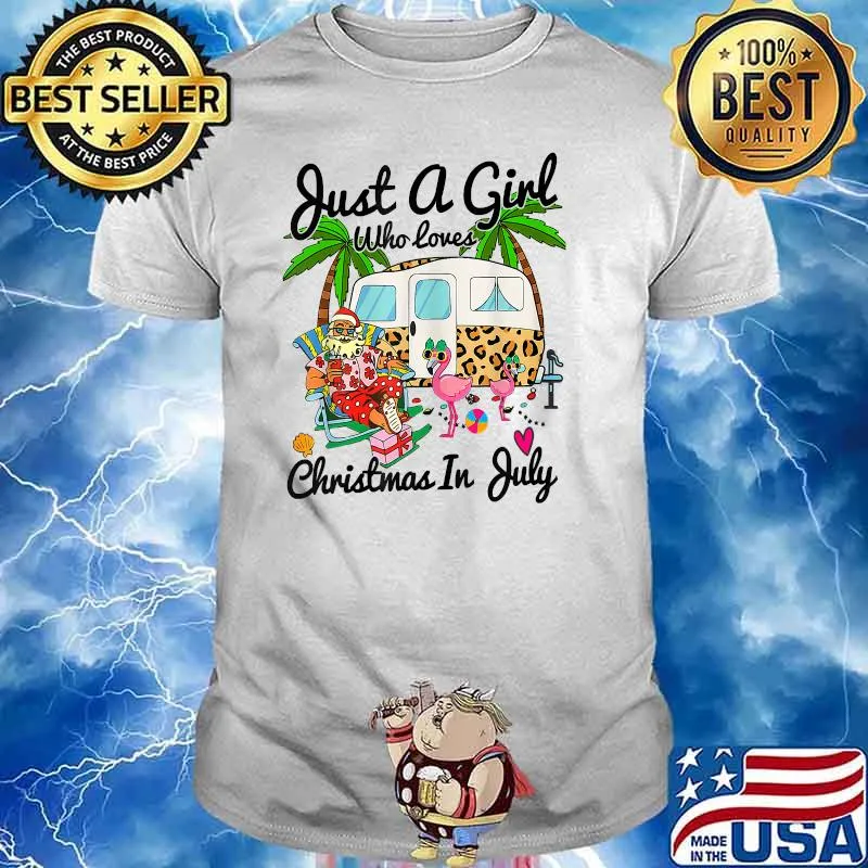 Just A Girl Who Loves Christmas In July Camping Flamingo Shirt