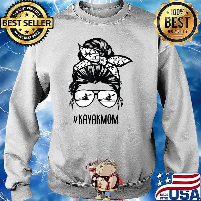 Kayak Mom Messy Bun hair glasses T-Shirt Sweater