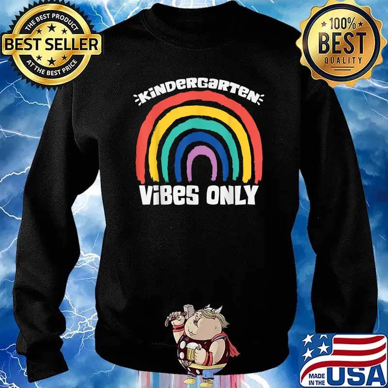 KINDERGARTEN VIBES ONLY Back To School Teacher Student Rainbow Retro T-Shirt Sweater