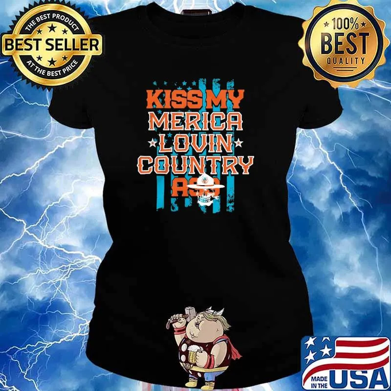 Kiss My Merica Lovin Country Skull Shirt Ladies tee