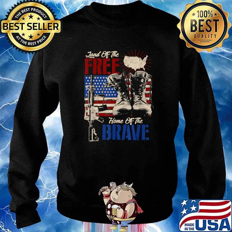 LAND OF THE FREE Home Of The Brave American Flag T-Shirt Sweater