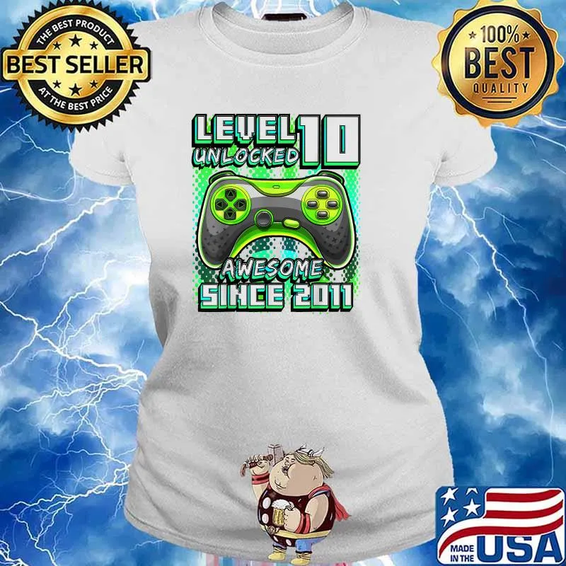 Level 10 Unlocked Awesome 2011 Video Game 10th Birthday Shirt Ladies tee