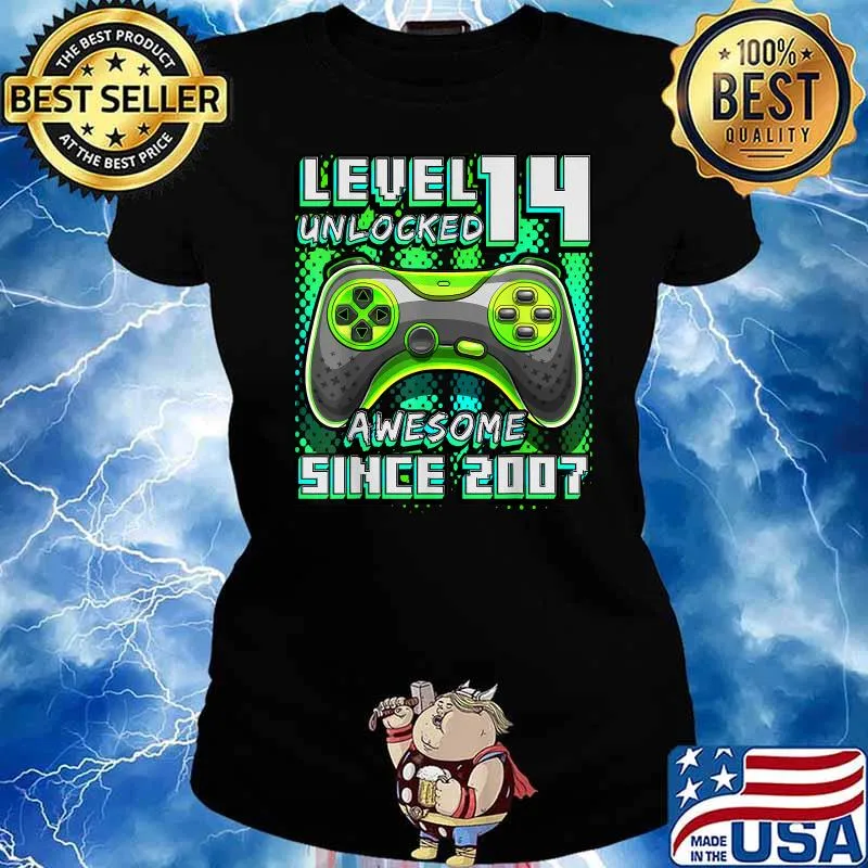 Level 14 Unlocked Awesome 2007 Video Game 14th Birthday T-Shirt Ladies tee
