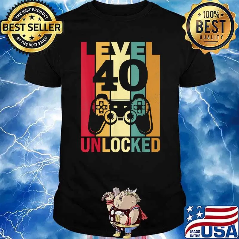 Level 40 Unlocked Him Men BDay Turning 40th Birthday Shirt